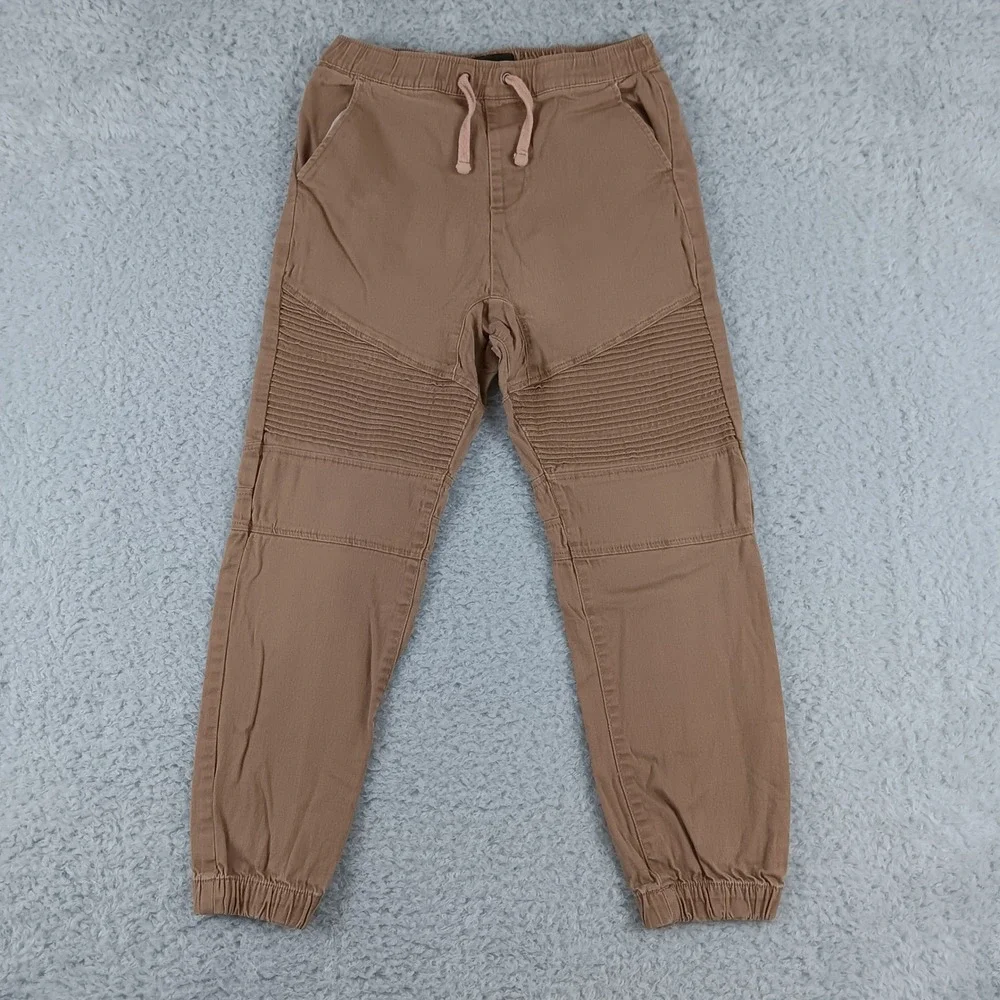 Steve's Jeans Moto Jogger‎ Pants Boys 14 L Tan Excellent Ribbed Biker Streetwear